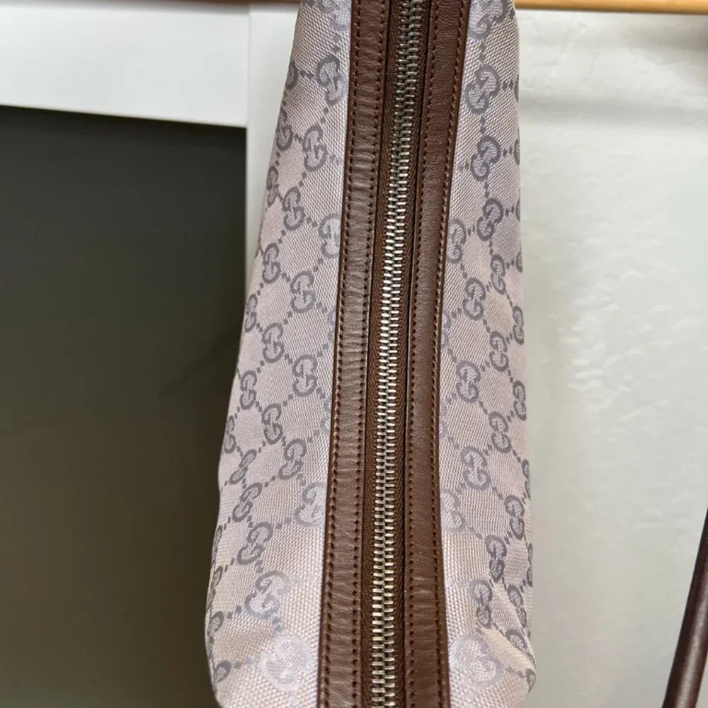 Gucci lavender Monogram Canvas Hobo with Brown Trim